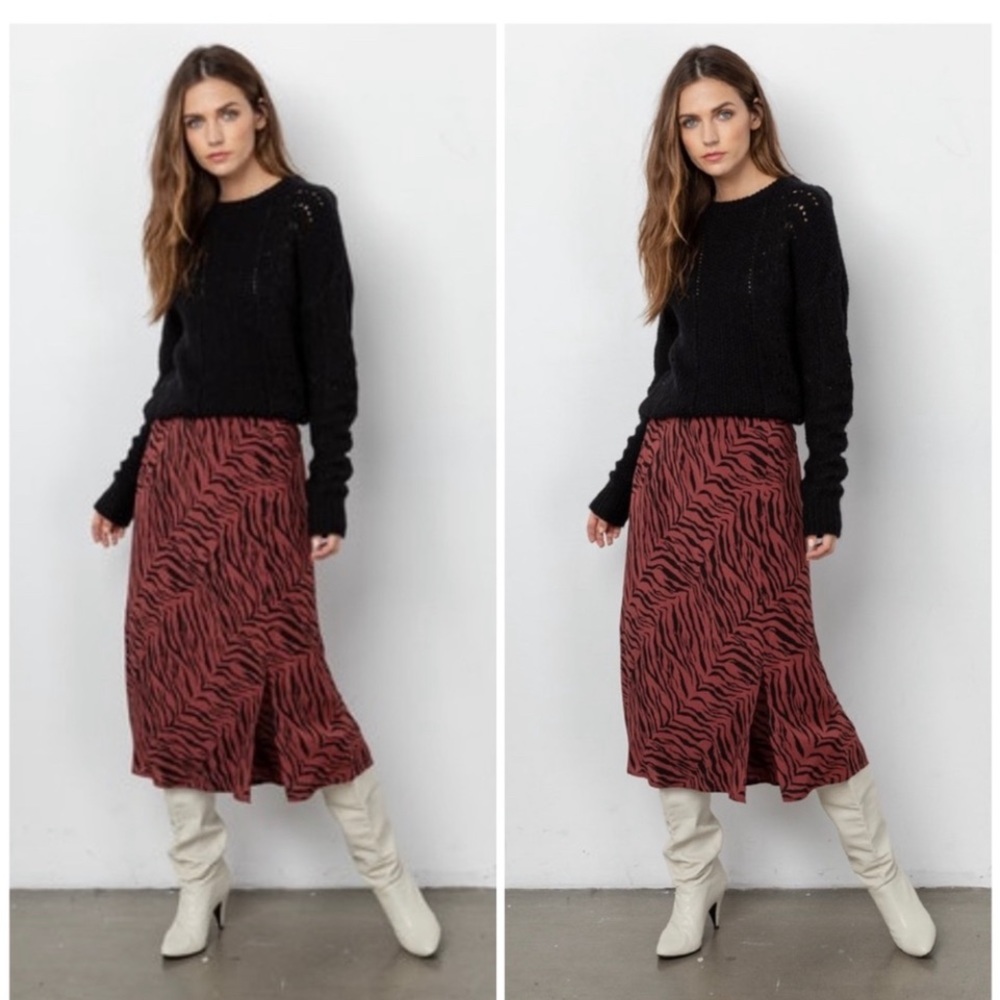 Rails tiger print brown and black midi skirt size Small